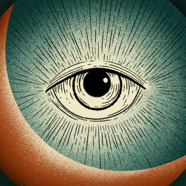 Celestial Eye Sun and Moon Illustration – Mystical Wall Art