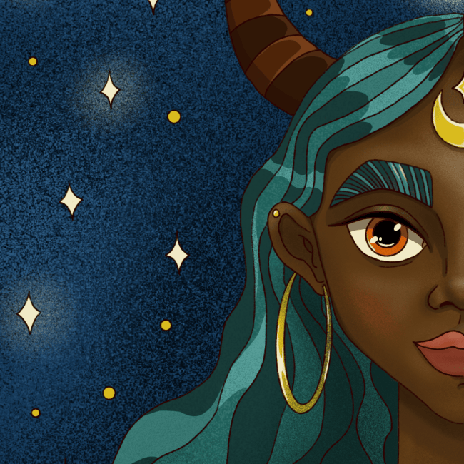 Taurus Girl Portrait Illustration – Zodiac Art by Aduk Art